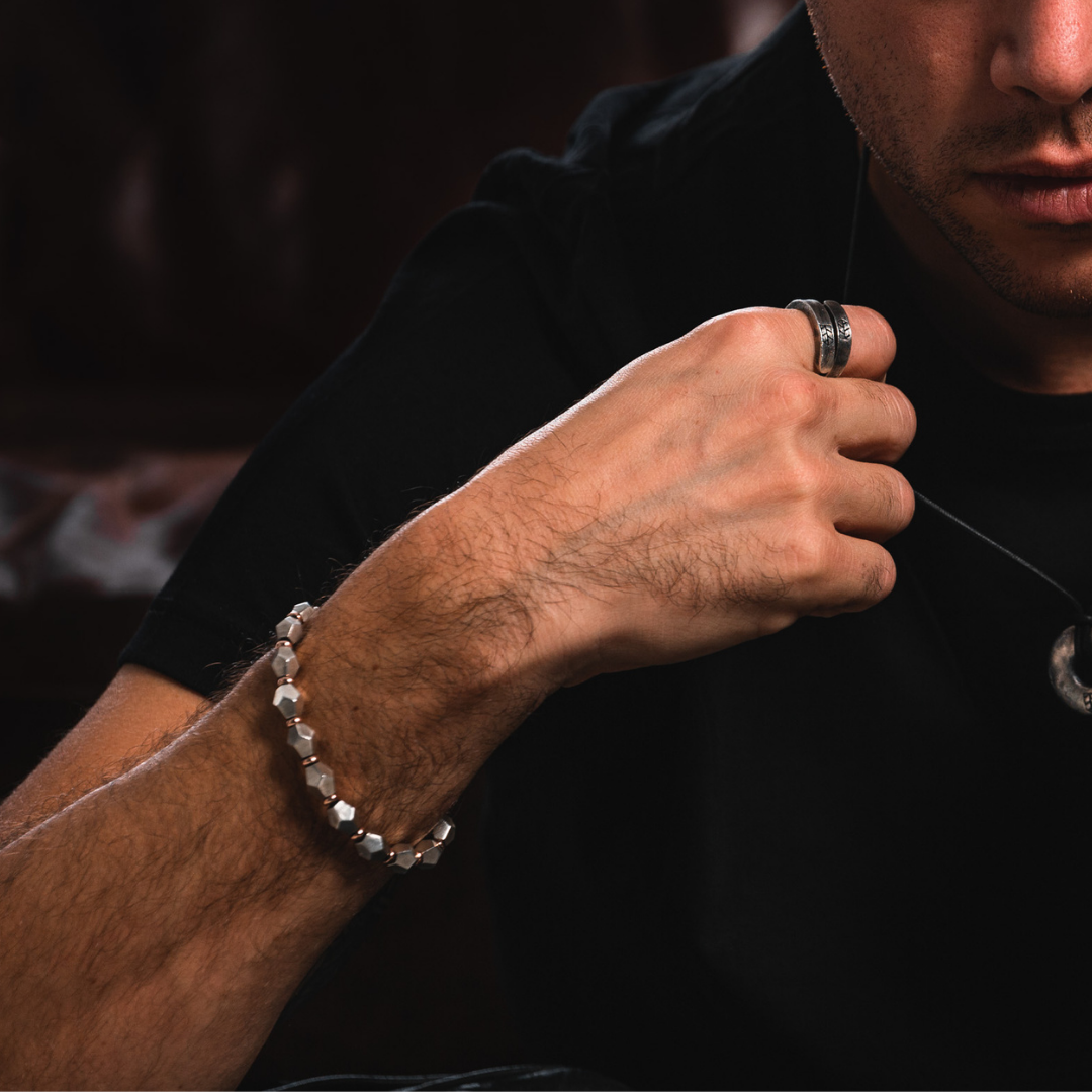 Artisan crafted Apocalypse - Silver & Gold beads - Bleu Nomade Made in Italy following traditional jewelry techniques.